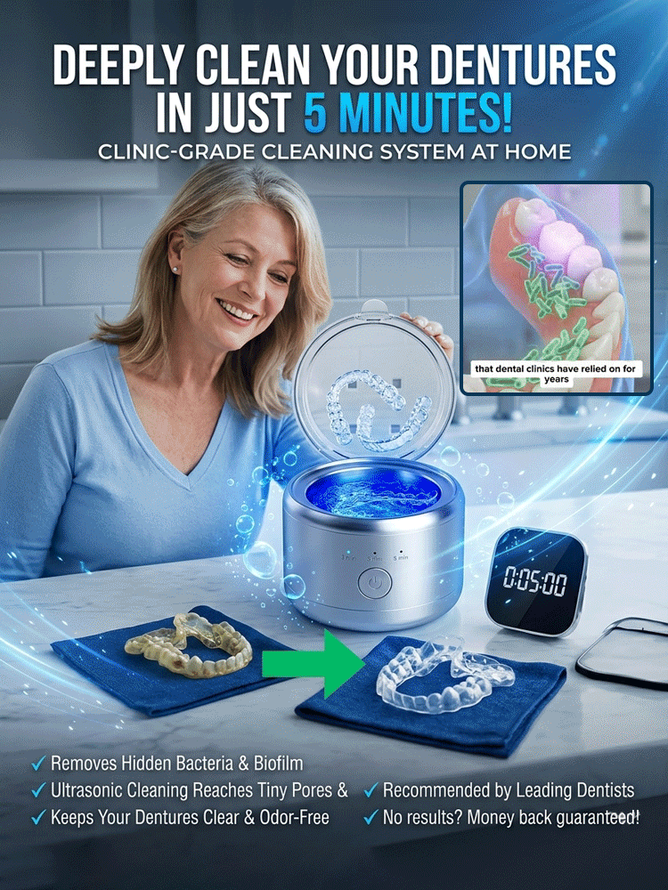 Deep-Clean Your Dentures in Just 5 Minutes: Professional Ultrasonic + UV Technology Kills 99.9% of Bacteria 🦷