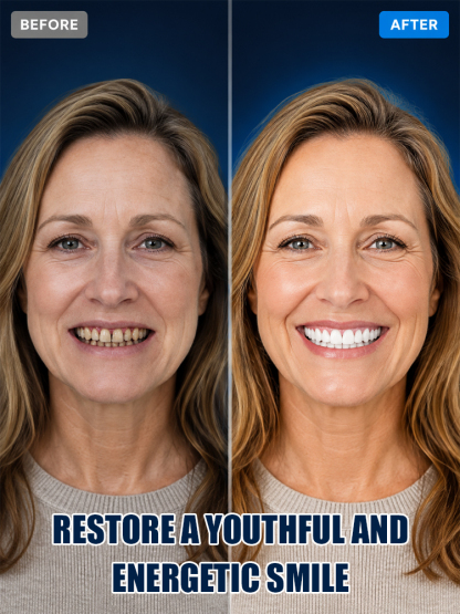 Erases away 10 years of old yellow stains. Seals unsightly gaps between teeth. Regain the youthful appearance of your 20s. Say goodbye to sensitivity and pain. Teeth as strong as iron.