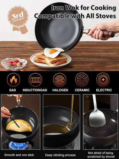💯 Imported from Germany, this non-stick pan is used by chefs in five-star restaurants. Compatible with all stovetops, it can handle frying, boiling, stir-frying, and grilling all in one pan!