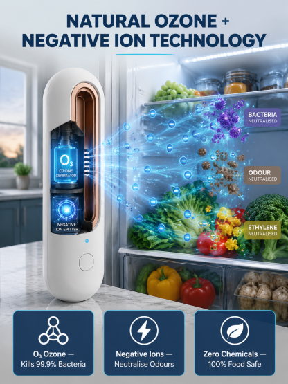 🚀 Active Oxygen Deodorizer: 1 click to double freshness, No more smelly fridge!