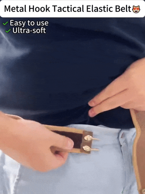 “Tactical Metal Hook Elastic Belt: A perfect fit every time.” 🔗⚙️