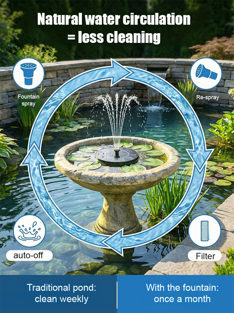 Say Goodbye to Electricity Bills! Zero Wiring! Transform Your Garden into a Private Oasis! Simply Add Water for Instant Spraying! This Fountain Instantly Attracts Beautiful Birds!