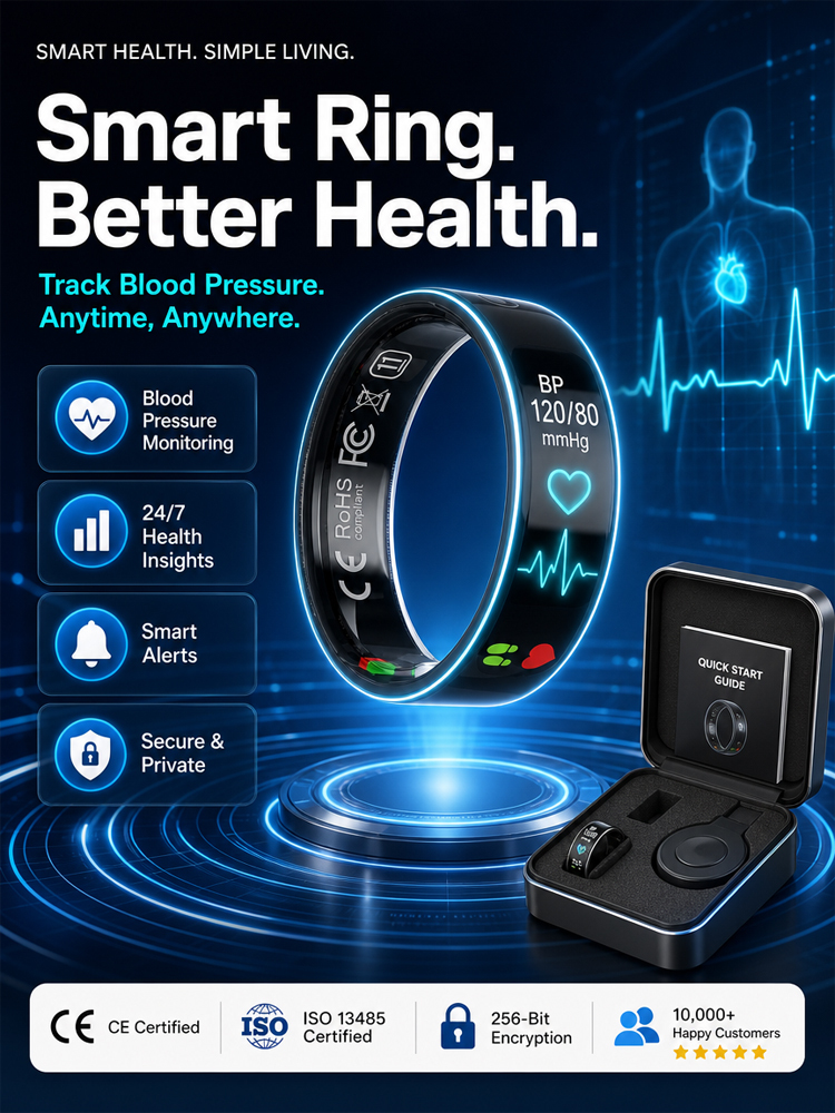 👨‍⚕️【Cutting-Edge Silicon Valley Technology】Say Goodbye to Needle Pain! Precise 24/7 Monitoring: A single smart ring tracks your blood pressure and blood sugar trends. Your personal health manager worth millions! 💎