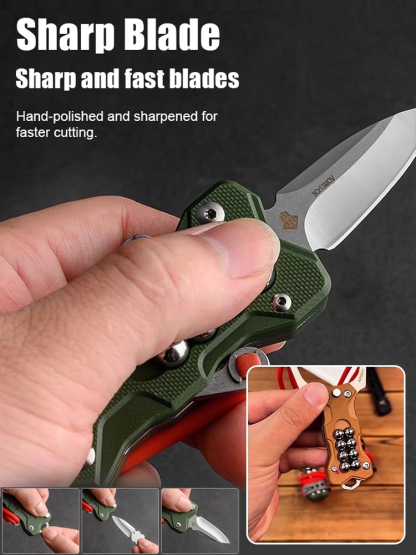 💝💝 Portable outdoor folding knife, featuring special Japanese rubber bands, remains durable even after 8000 shots. Experience its penetrating power; fearless even through 1mm thick steel plates!
