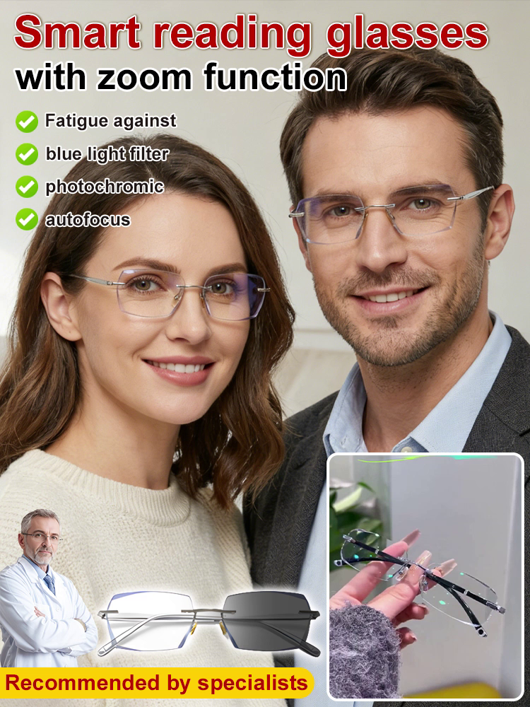 [A Lifetime Companion] Auto-Focus Reading Glasses — Crystal Clarity, Near and Far Say goodbye to constantly switching glasses!