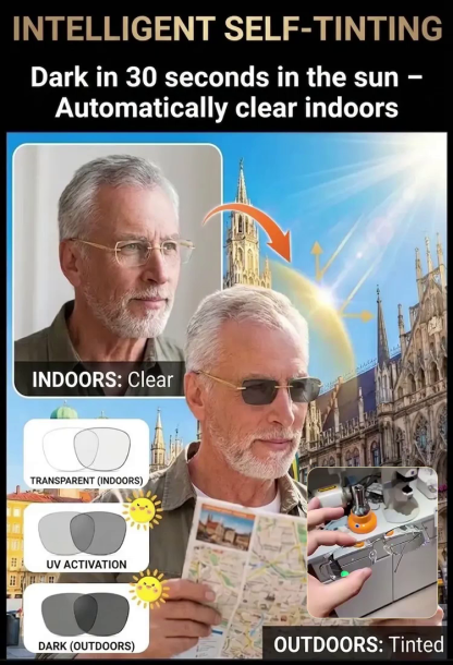 Clinically proven by the Eye Institute! 🏥  Blocks 99% of blue light 🛡️, instantly transforming into sunglasses outdoors! ☀️➡️🕶️