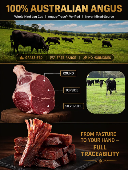 🚀 100% Aussie Angus Beef Jerky: Bite once to unleash bold savory juice, No more dry tough leather!
