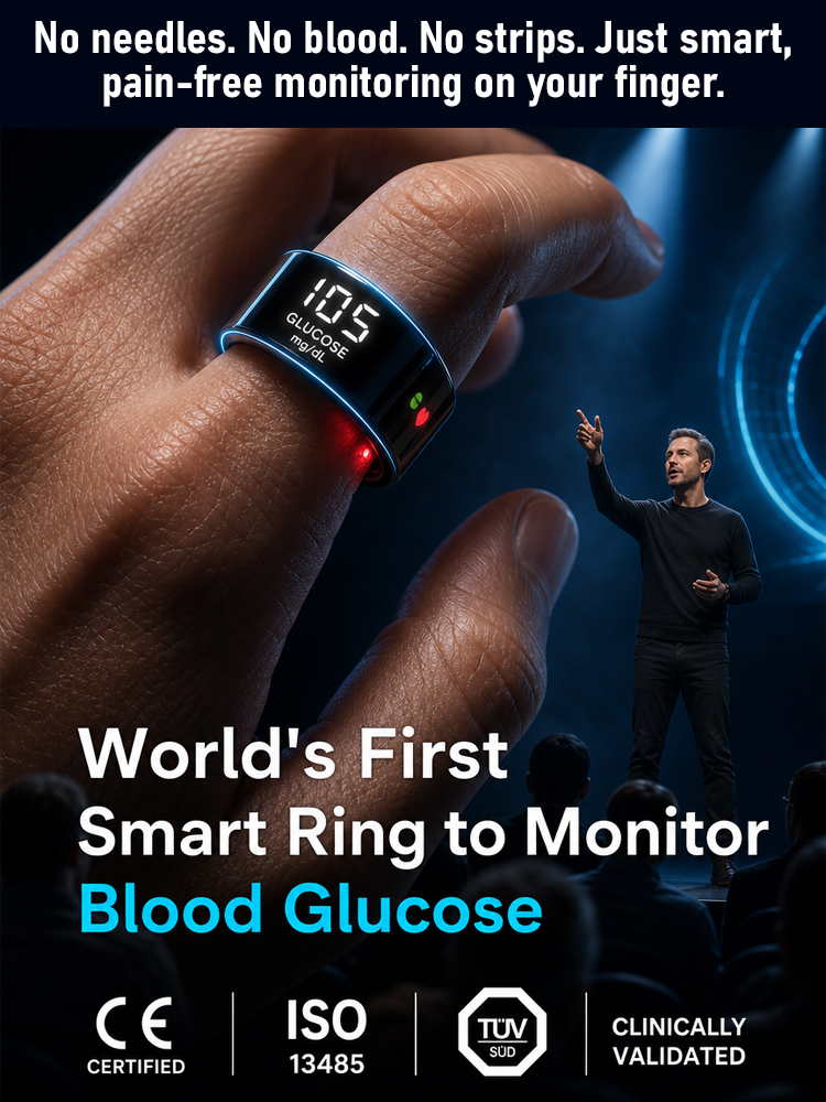 👨‍⚕️【Cutting-Edge Silicon Valley Technology】Say Goodbye to Needle Pain! Precise 24/7 Monitoring: A single smart ring tracks your blood pressure and blood sugar trends. Your personal health manager worth millions! 💎