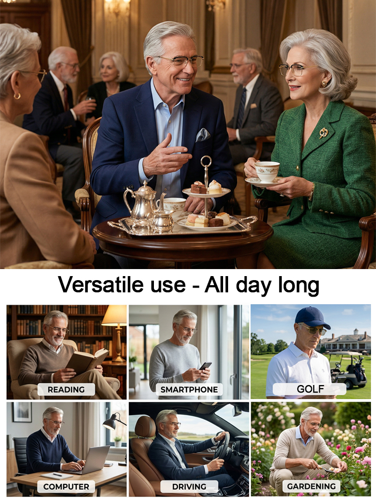 💎【Say Goodbye to Expensive Treatment Costs】Intelligent Zoom Progressive Lenses | Auto-focus for Myopia and Hyperopia | Four-in-one function, including sunglasses and blue light filtering lenses