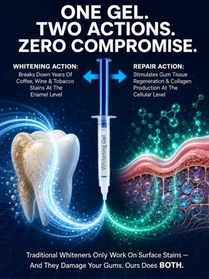 Erases away 10 years of old yellow stains. Seals unsightly gaps between teeth. Regain the youthful appearance of your 20s. Say goodbye to sensitivity and pain. Teeth as strong as iron.