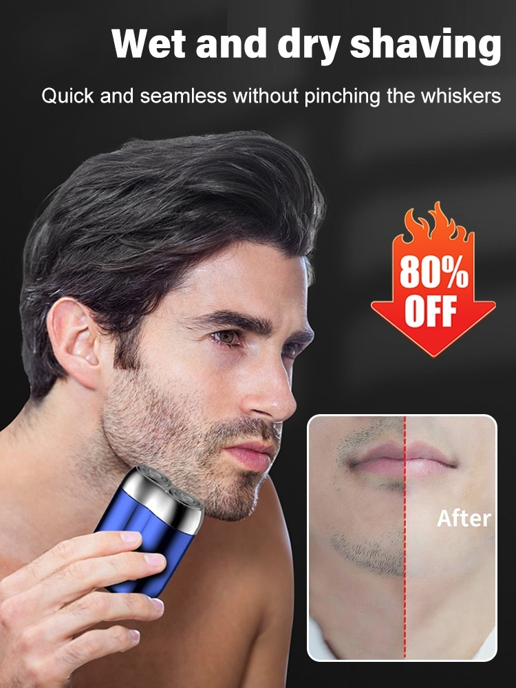 🪒 Lightweight and efficient mini shaver｜Suitable for 99.8% of coarse beards, approximately 180 days of use on a single charge