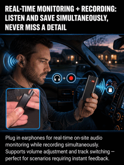 [300-hour battery life] One-click hidden voice recorder