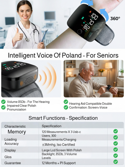 🧐 Painless blood pressure and blood sugar measurement in 30 seconds, German technology on your wrist. Limited stock available!