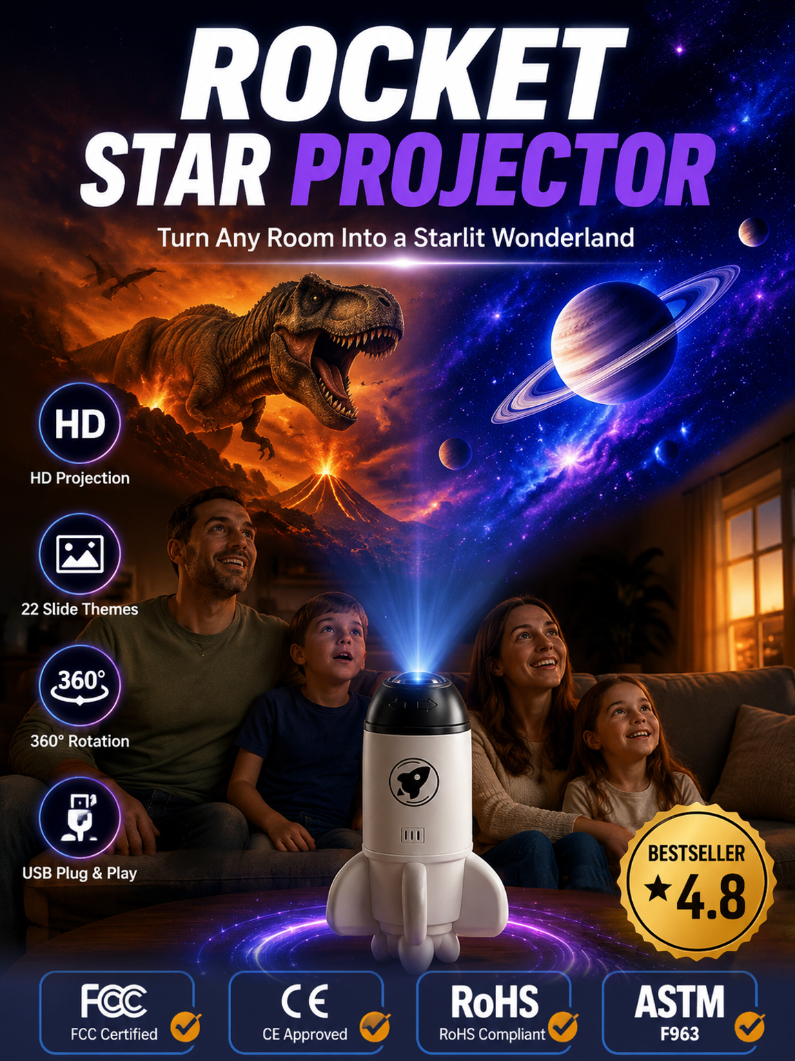 Instantly transform any boring room into an immersive galaxy. High-definition dynamic projection for the ultimate chill vibe. 🚀