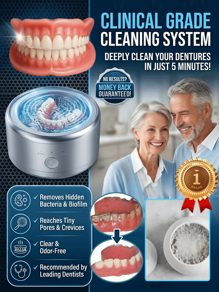 Deep-Clean Your Dentures in Just 5 Minutes: Professional Ultrasonic + UV Technology Kills 99.9% of Bacteria 🦷