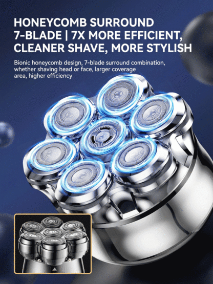 99.99% UVC sterilization; multi-functional, meeting shaving needs for head, face, body, and intimate areas. 100% waterproof.