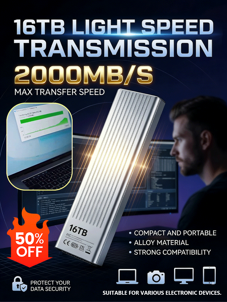 🚀 Unleash the Power of Portable Storage! This portable 16TB SSD 💾—previously held up at the port due to unforeseen circumstances 🚢📦—is now available for a limited time at an unbeatable, factory-direct price 💰.