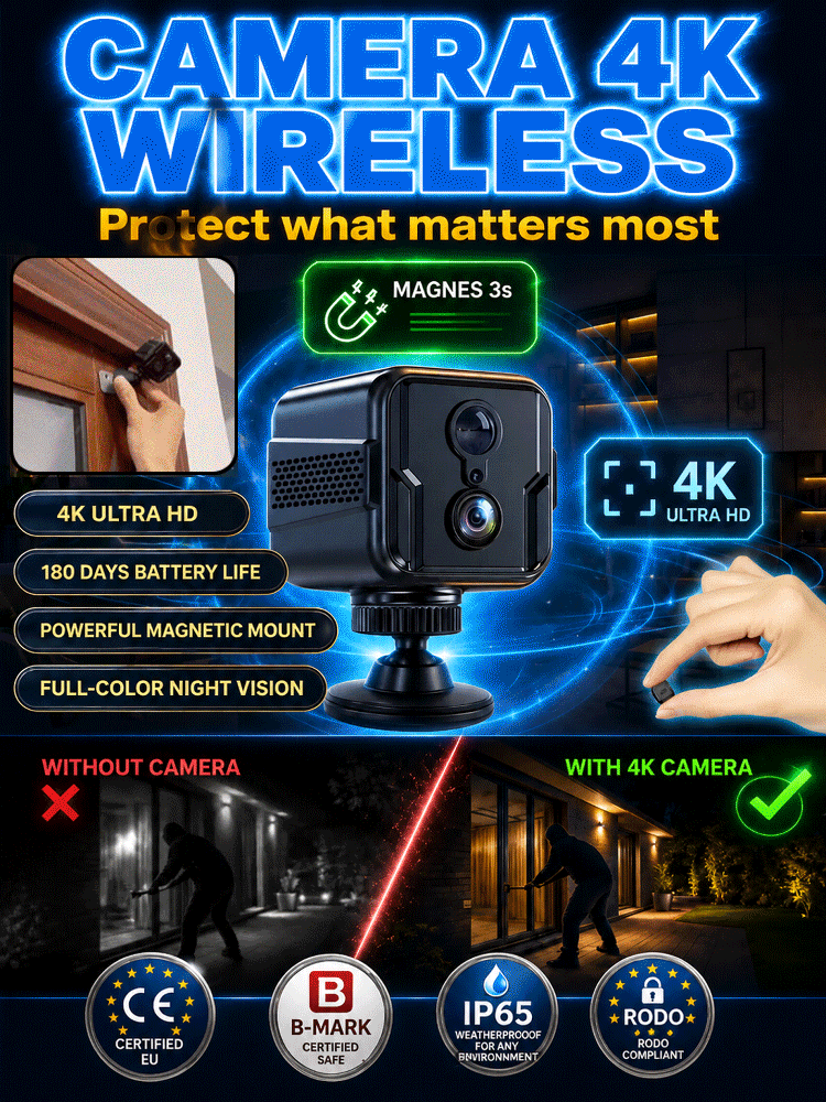 📶 Works Without WiFi，Built-in Battery Backup，🧲Instant Magnetic Mount