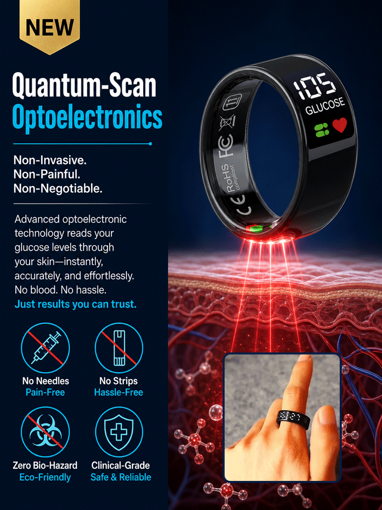 👨‍⚕️【Cutting-Edge Silicon Valley Technology】Say Goodbye to Needle Pain! Precise 24/7 Monitoring: A single smart ring tracks your blood pressure and blood sugar trends. Your personal health manager worth millions! 💎