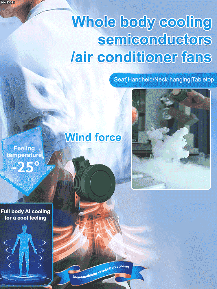 💨 Neck-mounted air conditioner fan with 360° surround airflow, bringing a cooling experience even at 40°C!