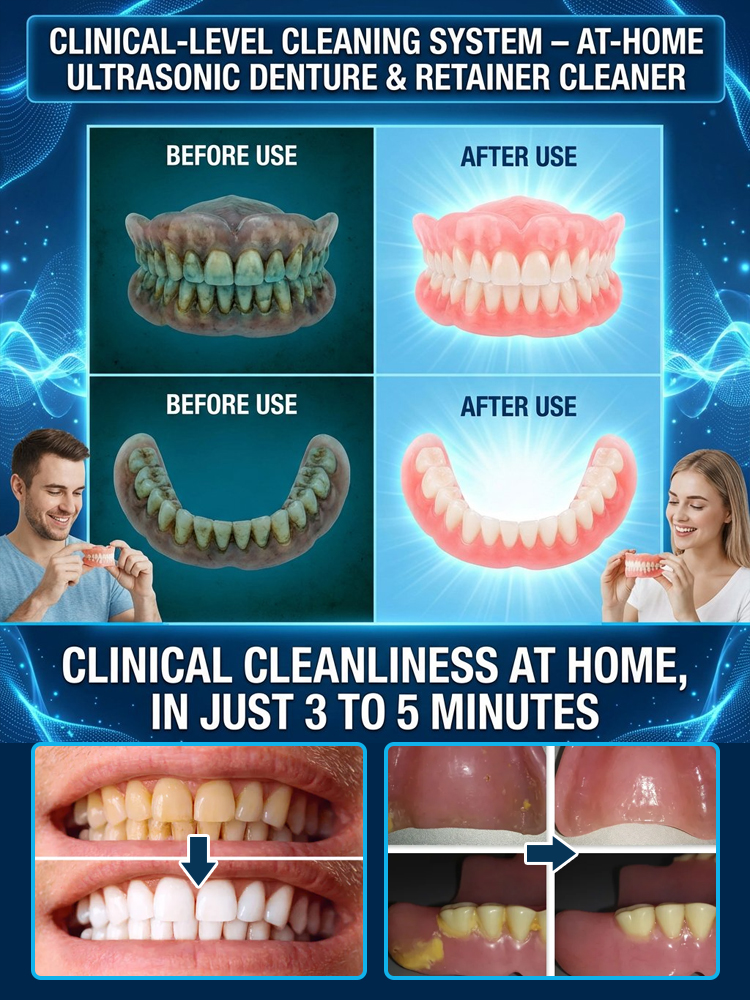 Deep-Clean Your Dentures in Just 5 Minutes: Professional Ultrasonic + UV Technology Kills 99.9% of Bacteria 🦷