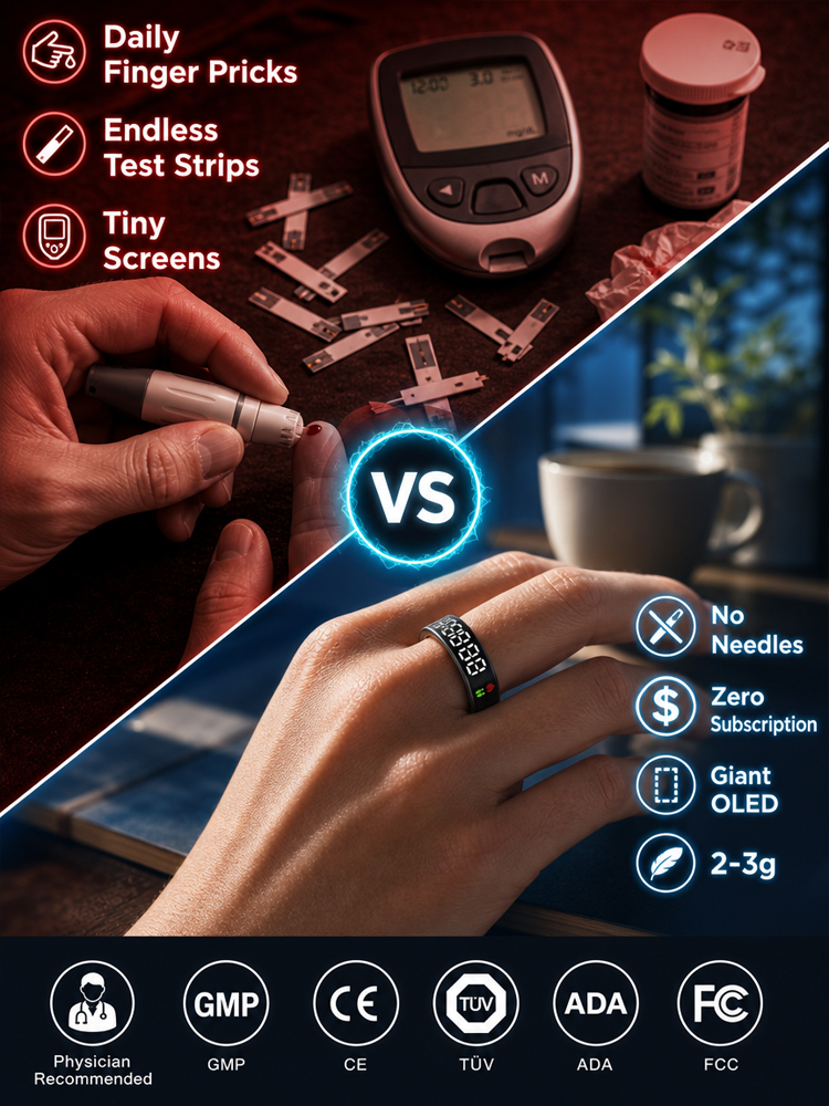 👨‍⚕️【Cutting-Edge Silicon Valley Technology】Say Goodbye to Needle Pain! Precise 24/7 Monitoring: A single smart ring tracks your blood pressure and blood sugar trends. Your personal health manager worth millions! 💎