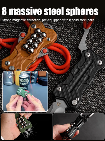 💝💝 Portable outdoor folding knife, featuring special Japanese rubber bands, remains durable even after 8000 shots. Experience its penetrating power; fearless even through 1mm thick steel plates!