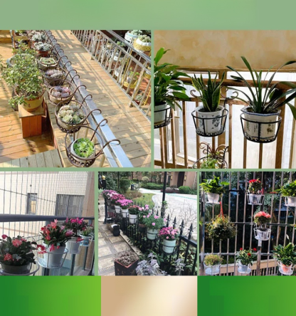 ที่วางกระถางดอกไม้กลมแบบแขวนราวระเบียงบ้าน