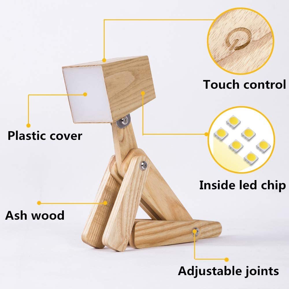 🐾Adorable Adjustable Puppy LED Wooden Reading Lamp with Touch Switch! 📚
