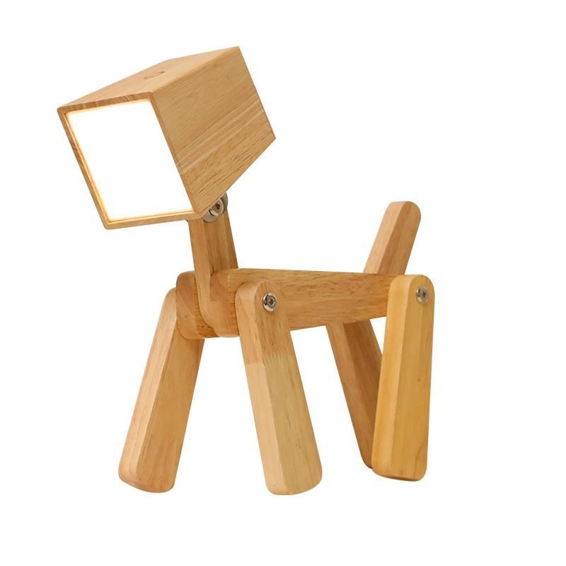 🐾Adorable Adjustable Puppy LED Wooden Reading Lamp with Touch Switch! 📚