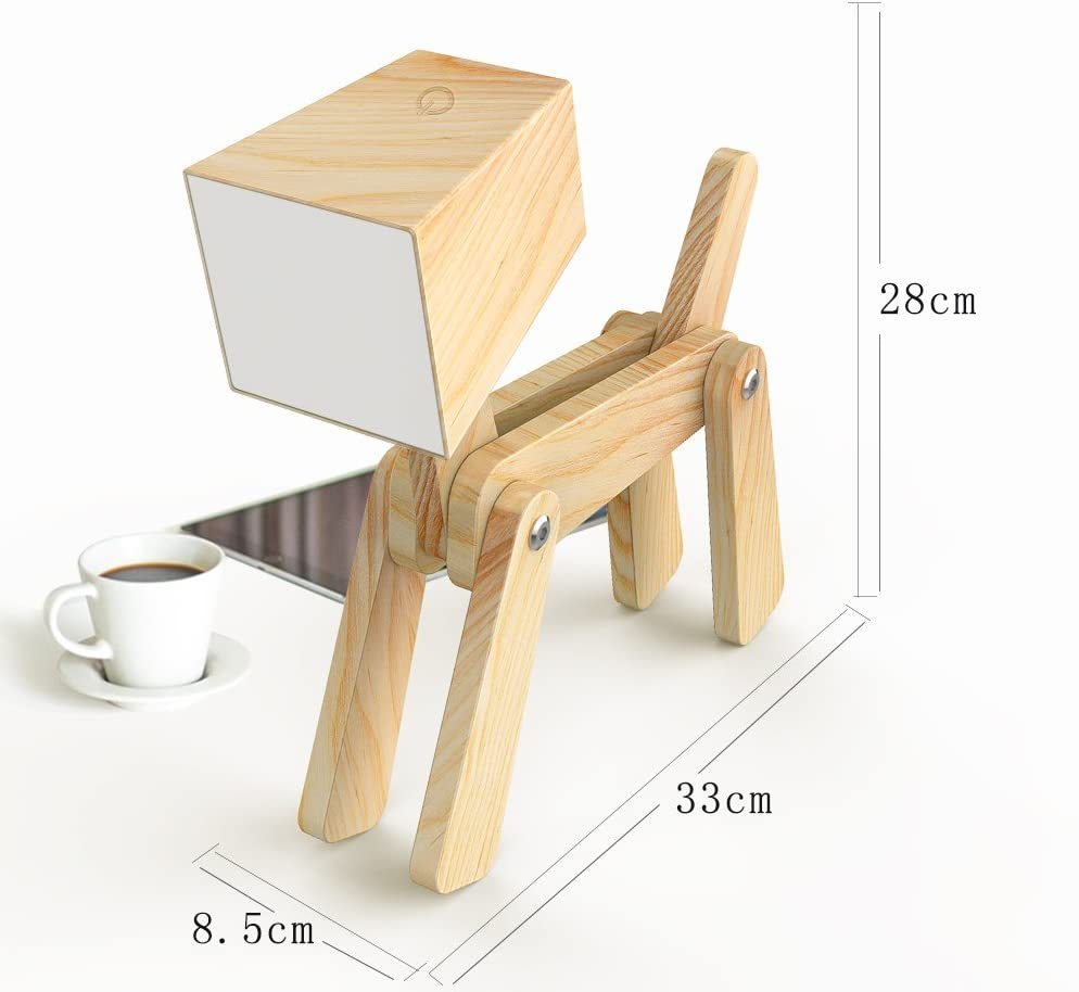 🐾Adorable Adjustable Puppy LED Wooden Reading Lamp with Touch Switch! 📚