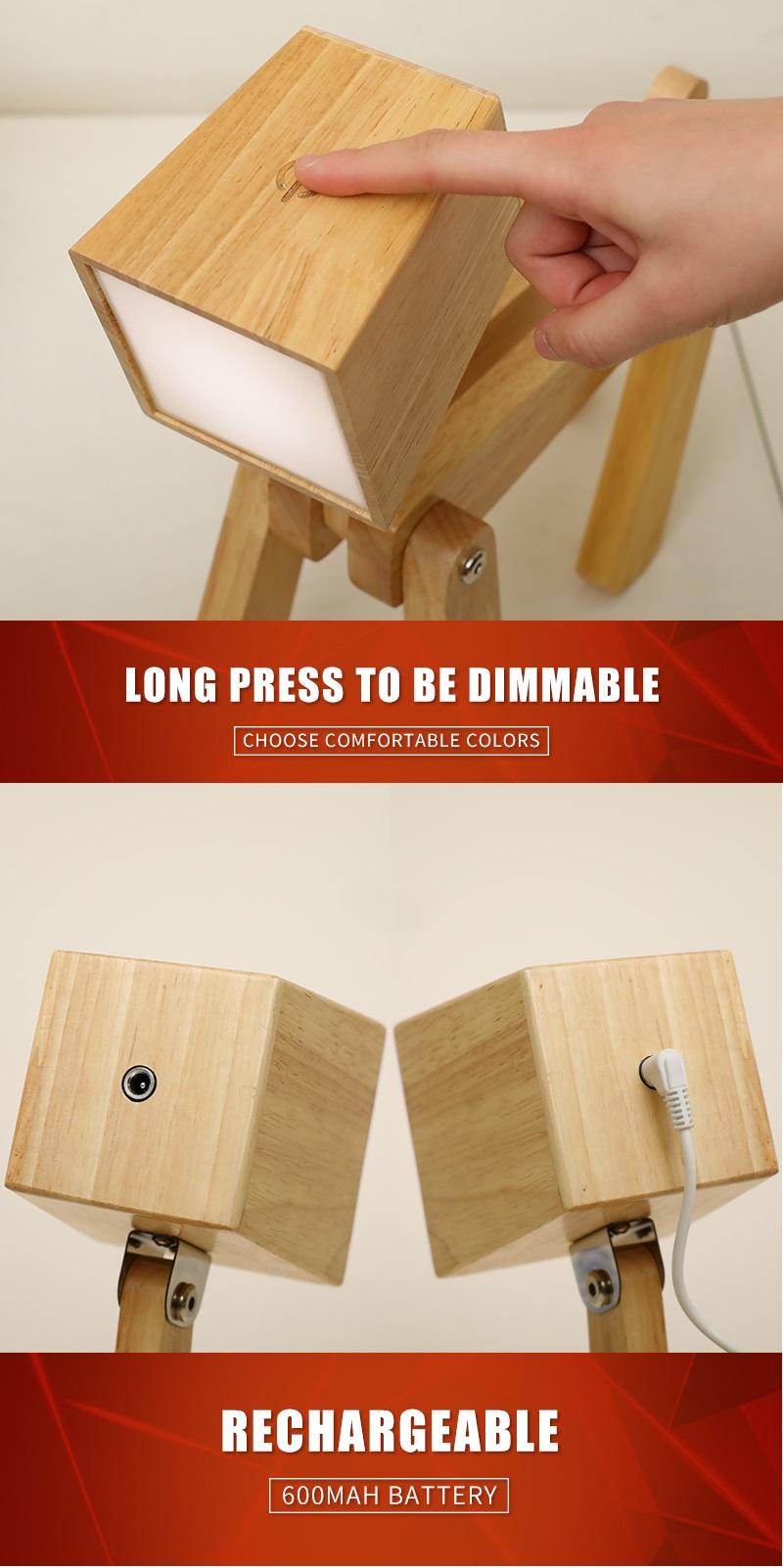 🐾Adorable Adjustable Puppy LED Wooden Reading Lamp with Touch Switch! 📚