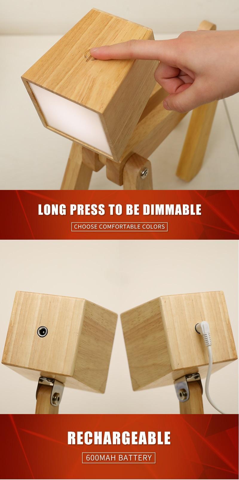 🐾Adorable Adjustable Puppy LED Wooden Reading Lamp with Touch Switch! 📚