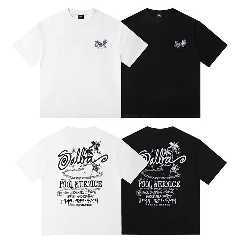 STUSSYスタイルのカジュアルプリントTシャツ