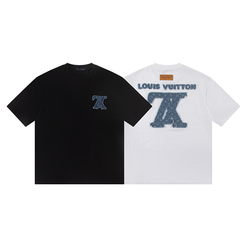 LOUIS VUITTON デニムパッチワーククルーネックTシャツ