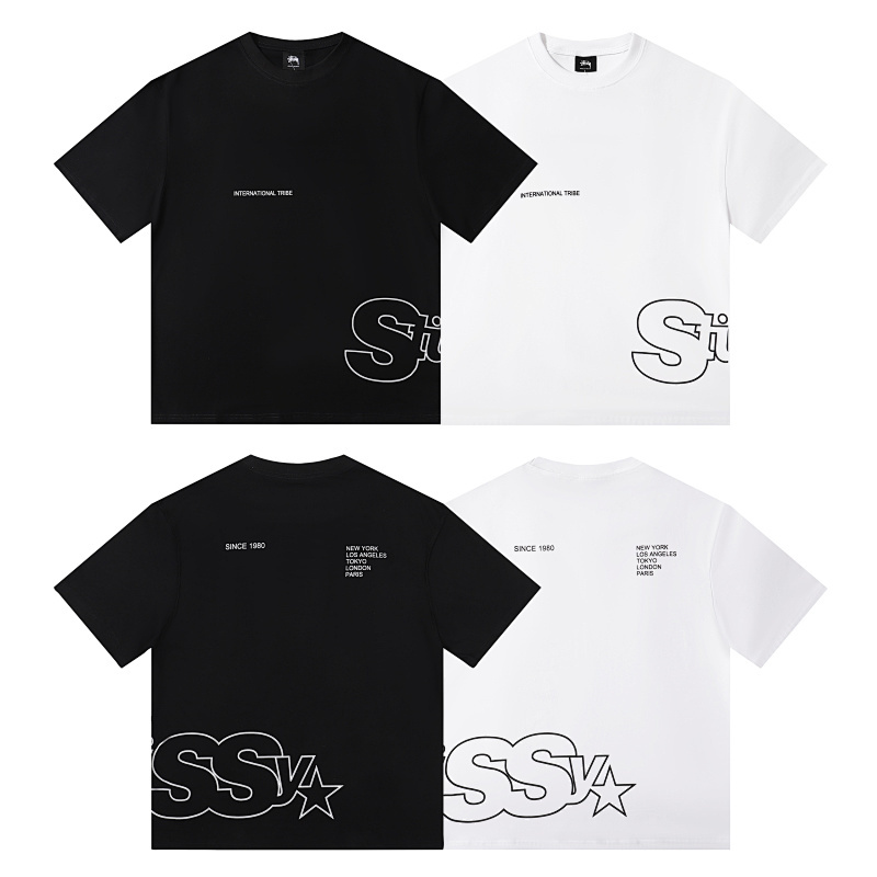 STUSSY シンプルカジュアル クルーネックTシャツ