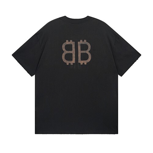 Balenciaga25SS エッフェル塔切替 リバーシブル ヘビー加工スノーウォッシュ 半袖 T シャツ