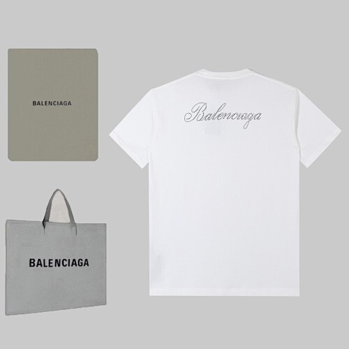 Balenciaga26SS 春夏ラインストーン半袖Tシャツ