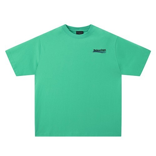 Balenciagaアルファベット刺繍入り カジュアルルーズシルエット クルーネック ユニセックス半袖 T シャツ