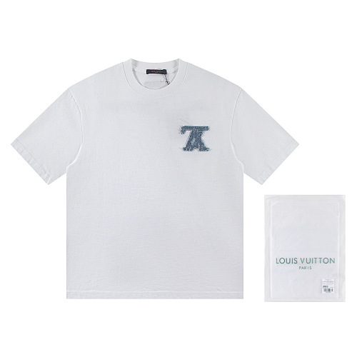 LOUIS VUITTON デニムパッチワーククルーネックTシャツ
