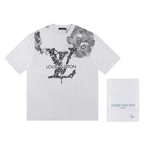 LOUIS VUITTON インクジェットプリントのクルーネックTシャツ