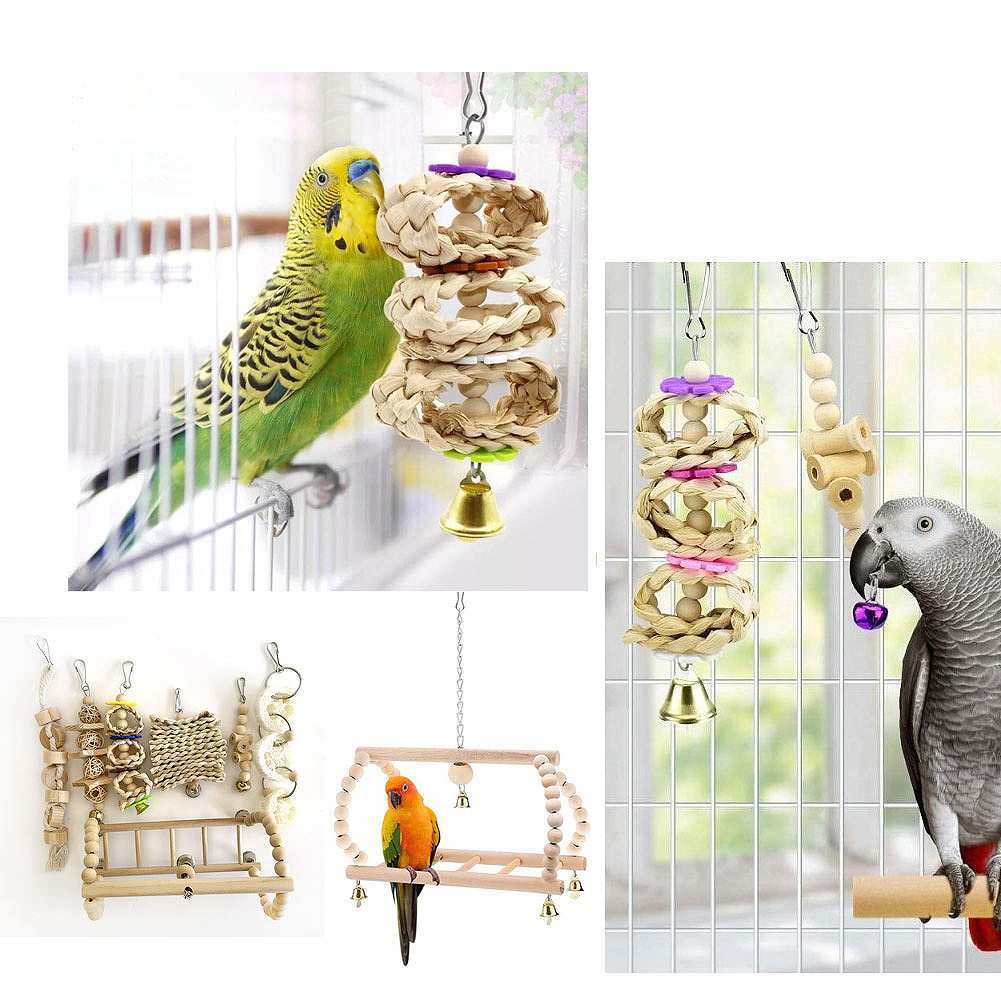 fuu 鳥の吊りおもちゃ7点セット 木製ゆりかご＆吊りおもちゃ