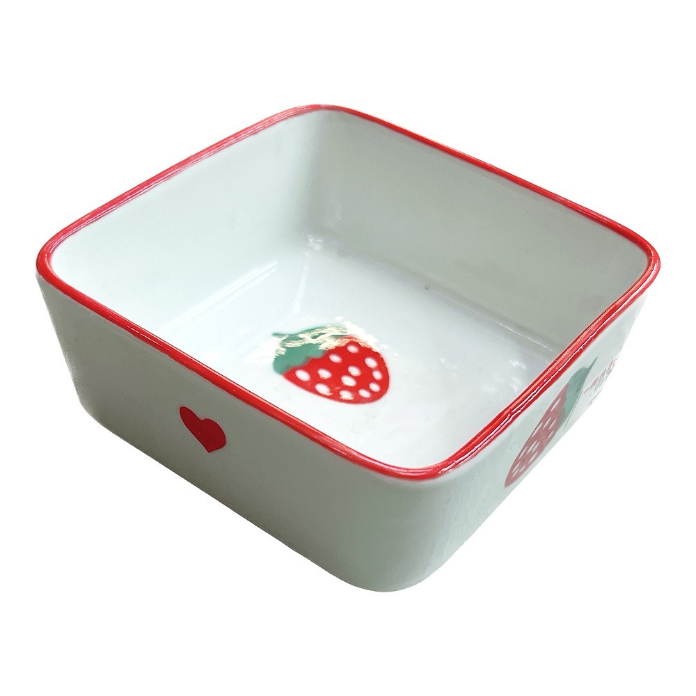 fuu 鳥・小動物の陶器の四角いエサ入れ フルーツ柄