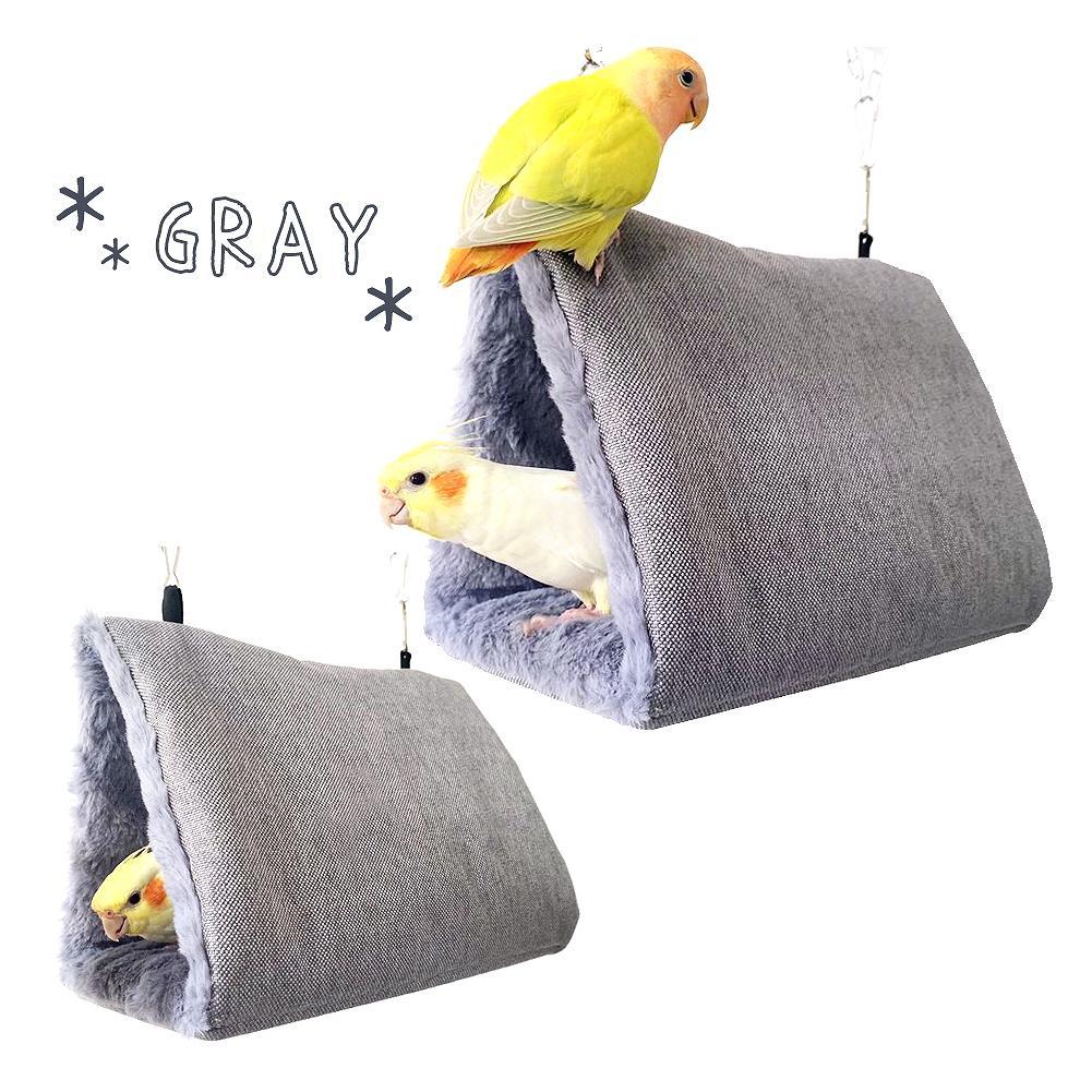 fuu 鳥・小動物用 内側もふもふ三角テント 小サイズ 11×17×10cm