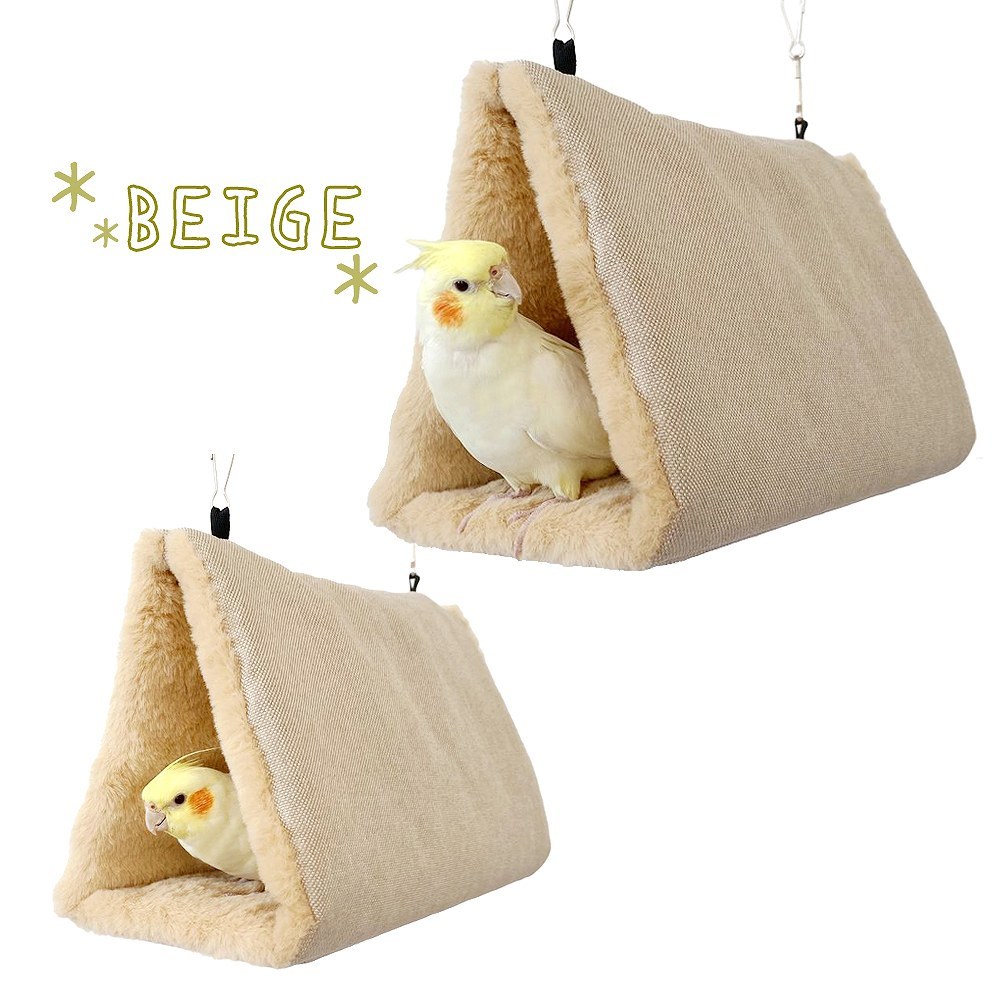 fuu 鳥・小動物用 内側もふもふ三角テント 小サイズ 11×17×10cm