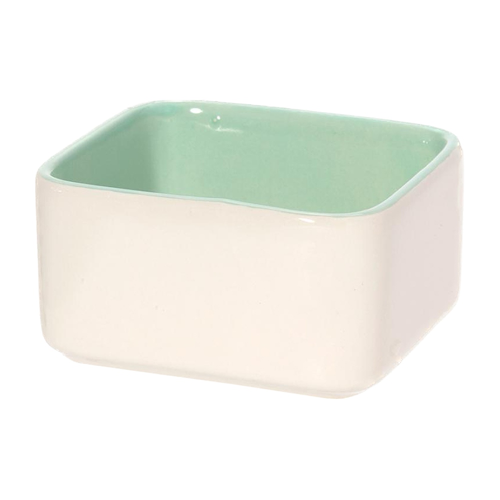 fuu 鳥・小動物の陶器の四角いエサ入れ パステル