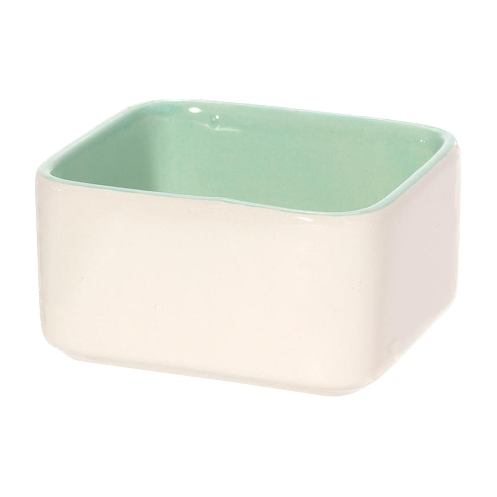 fuu 鳥・小動物の陶器の四角いエサ入れ パステル