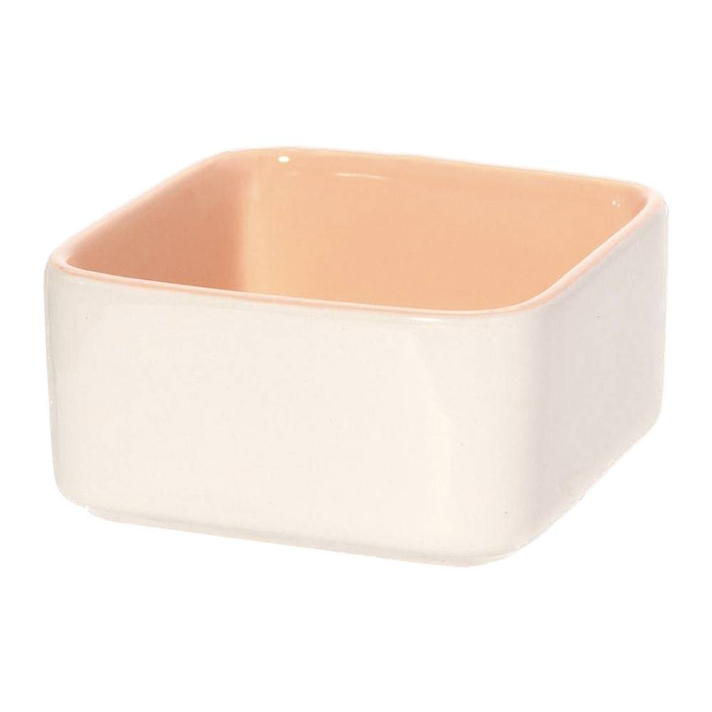 fuu 鳥・小動物の陶器の四角いエサ入れ パステル