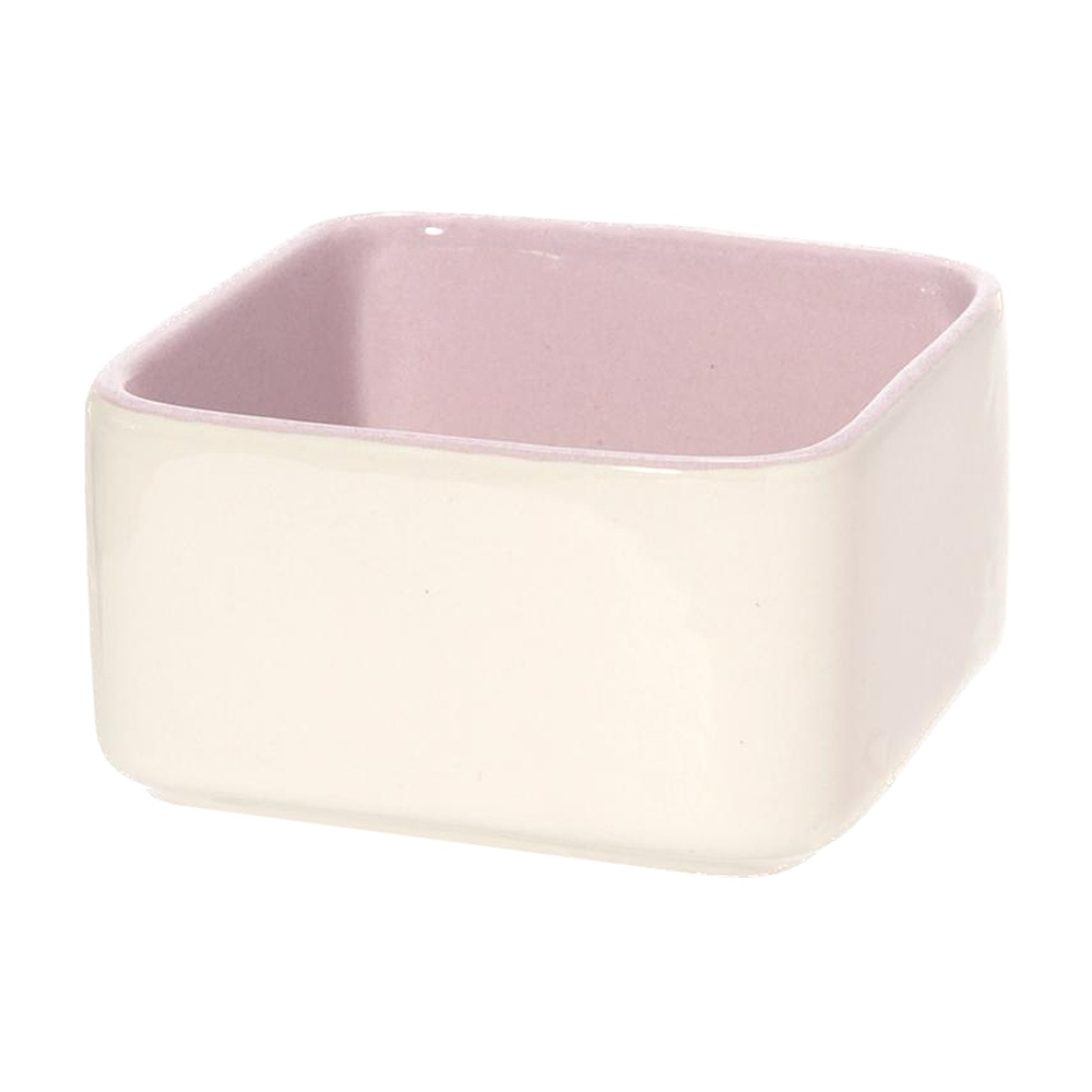 fuu 鳥・小動物の陶器の四角いエサ入れ パステル