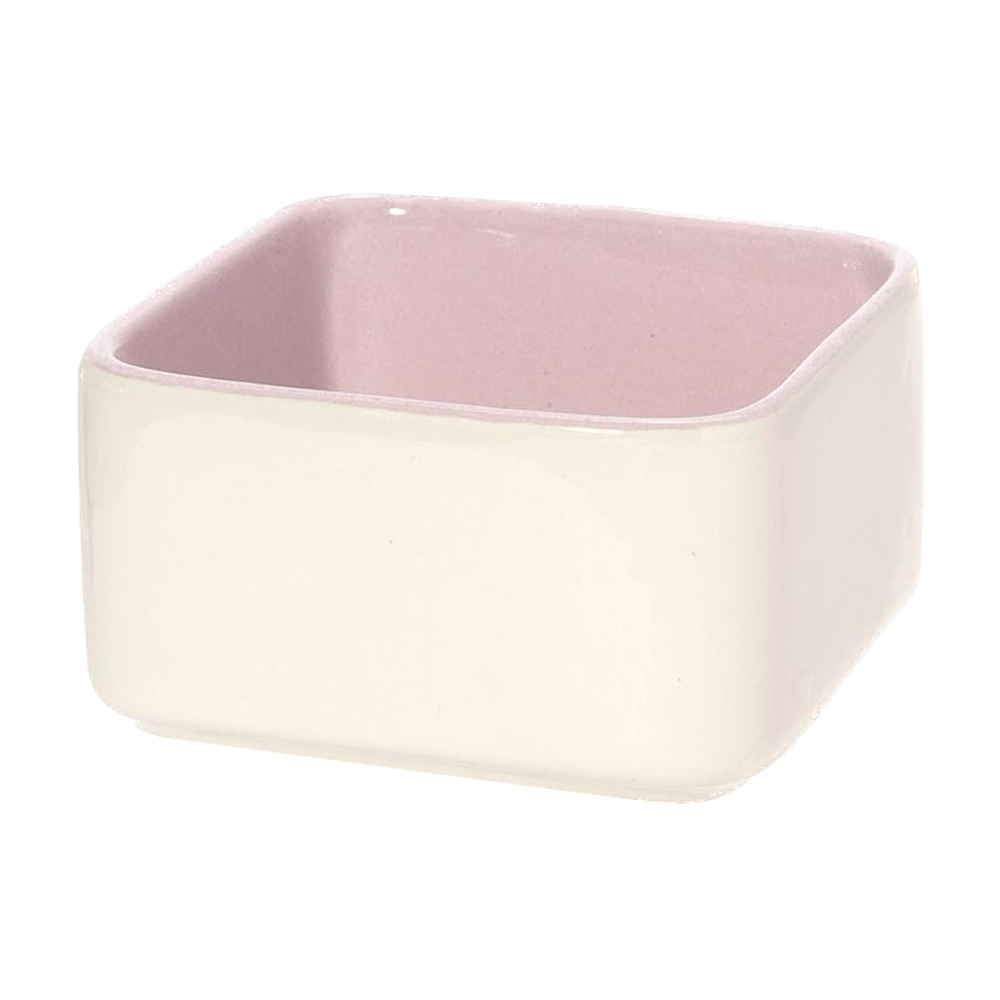 fuu 鳥・小動物の陶器の四角いエサ入れ パステル